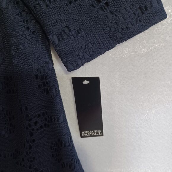 Adrianna Papell Dress Size 8 Navy Blue Lace Overlay Sheath Elbow Sleeves NEW - Picture 8 of 12